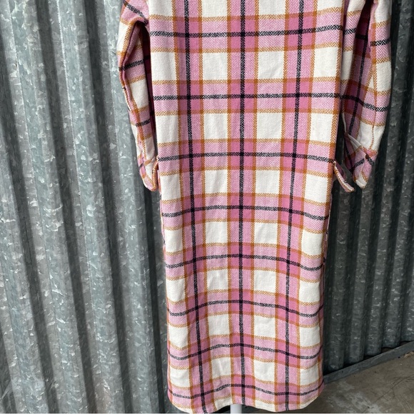 Pink Multicolor Plaid Shacket Coat Size Medium - Picture 4 of 7